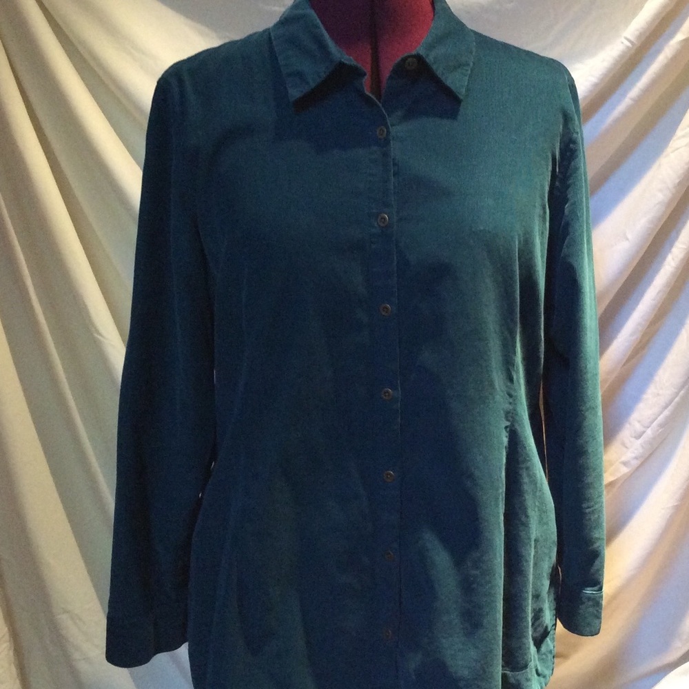 J.Jill LP deep teal corduroy tunic shirt
